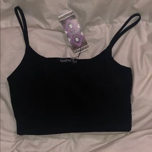 Brand New boohoo black cropped tank